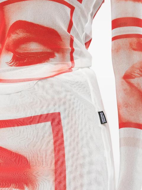 Jean Paul Gaultier eye graphic midi skirt - White