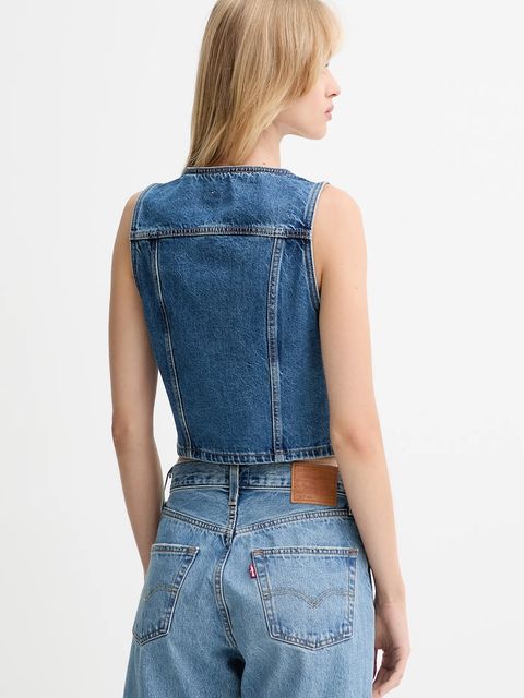 Levi's kamizelka jeansowa kolor niebieski jednorzędowa A8682