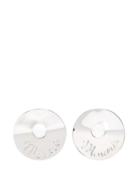 Marni logo round earrings - Silver - zdjęcie produktu nr 1