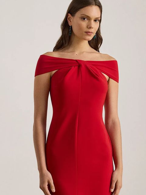 Lauren Ralph Lauren sukienka kolor czerwony midi dopasowana 253982167