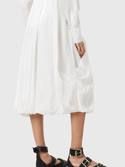 AllSaints spódnica NIA kolor biały midi rozkloszowana W001RD