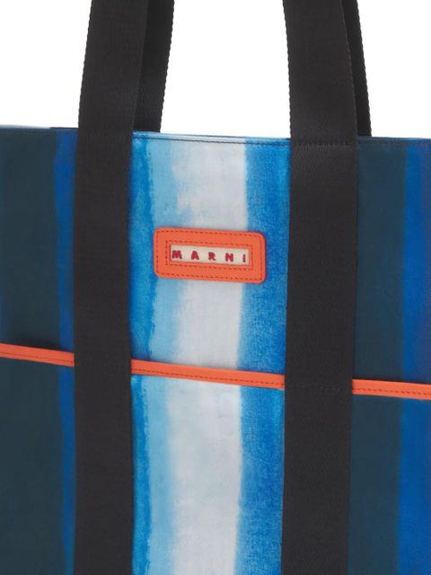 Marni striped tape-handles tote bag - Blue
