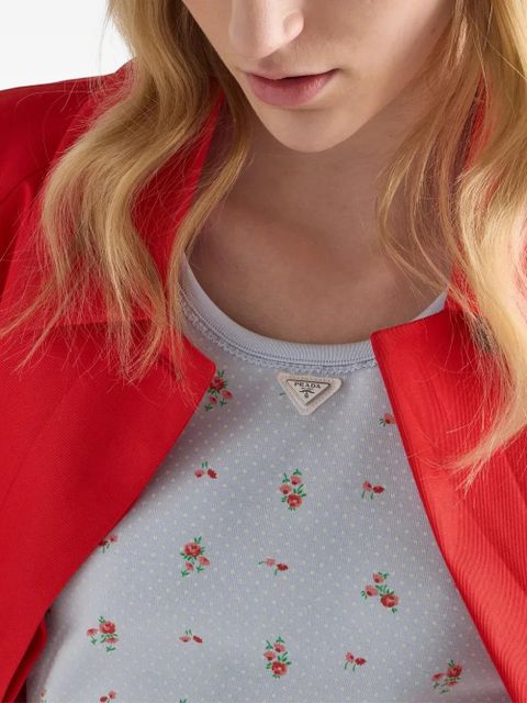 Prada bouquet print ribbed knit top - Blue