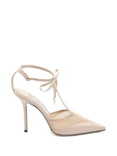 Jimmy Choo Afia crystal T-strap pumps - Neutrals - zdjęcie produktu nr 1