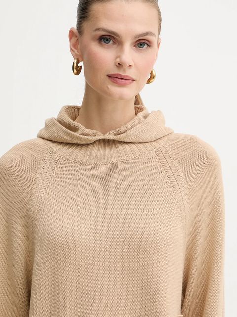 Armani Exchange sweter z dodatkiem wełny damski kolor beżowy lekki z półgolfem XW000767 AF13774