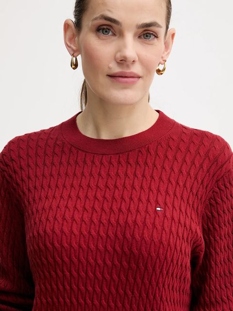 Tommy Hilfiger sweter bawełniany kolor bordowy lekki WW0WW44993