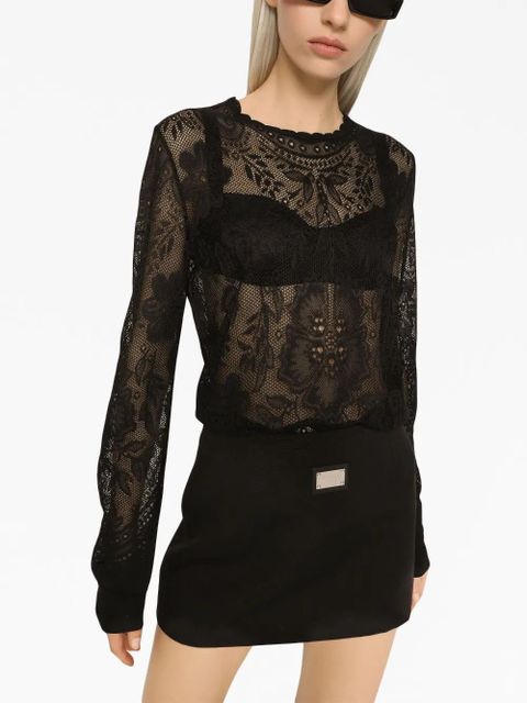 Dolce & Gabbana logo-plaque high-waisted miniskirt - Black