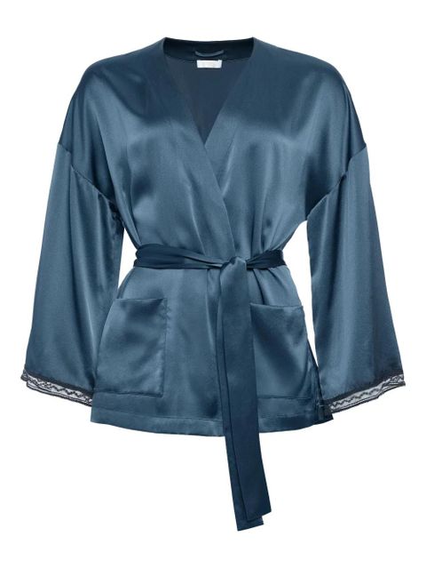 ERES Ondine lace-trimmed silk robe - Blue - zdjęcie produktu nr 1