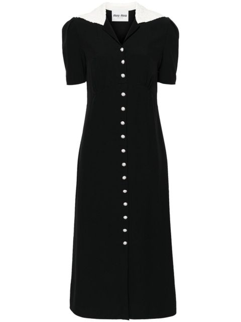 Miu Miu crystal-embellished crepe flared dress - Black - zdjęcie produktu nr 1