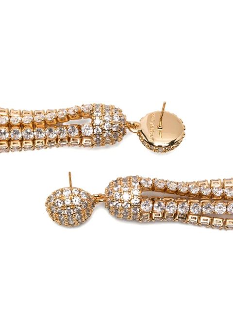 Self-Portrait crystal-embellished drop earrings - Gold