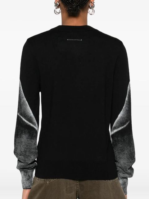 MM6 Maison Margiela V-neck graphic-print sweater - Black