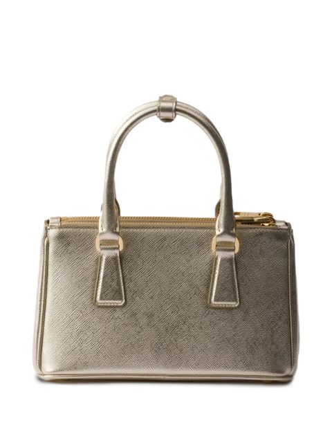 Prada mini Galleria leather triangle-logo tote bag - Gold