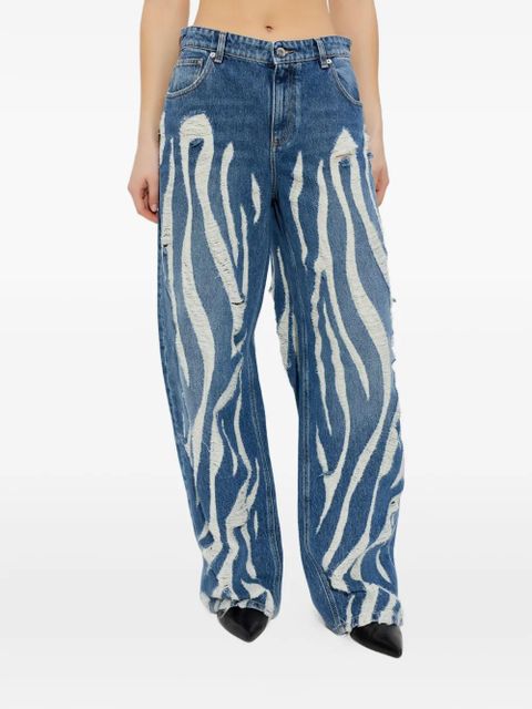 Blumarine distressed-effect print jeans - Blue