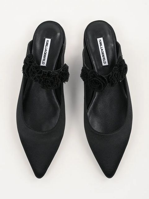 Karl Lagerfeld baleriny KERRIE kolor czarny z odkrytą piętą KL40154