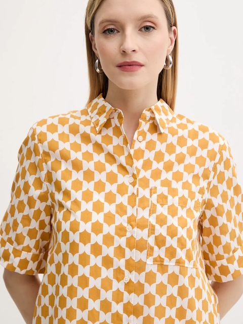 Marc O'Polo sukienka bawełniana kolor żółty mini prosta 516080921241