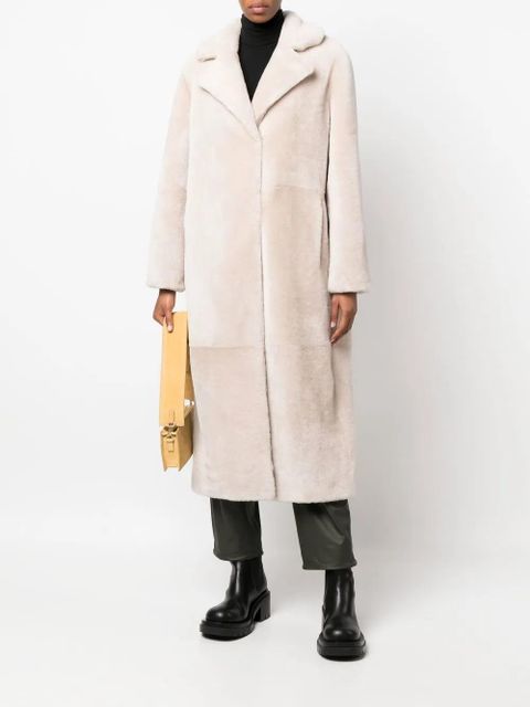 Yves Salomon Meteo merino lambskin long coat - Neutrals