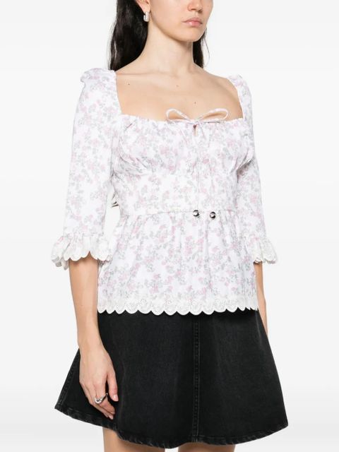 Coperni floral-print ruffled top - White