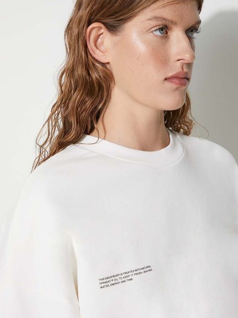 Pangaia bluza bawełniana kolor biały z nadrukiem