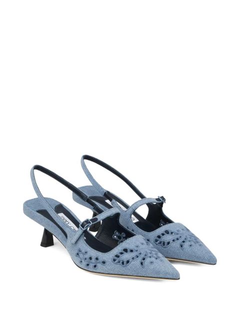 Jimmy Choo Didi embroidered slingback pumps - Blue
