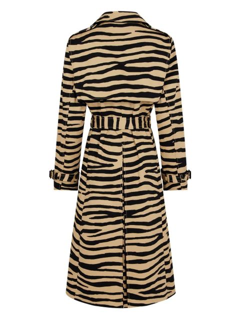 Rabanne tiger-print belted trench coat - Brown