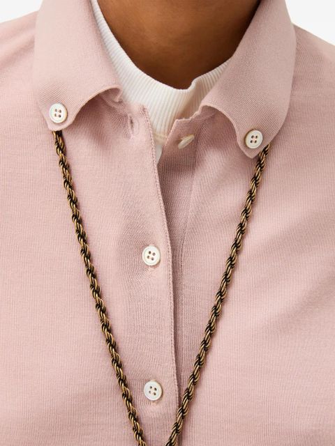 Versace embroidered wool knit cardigan - Pink