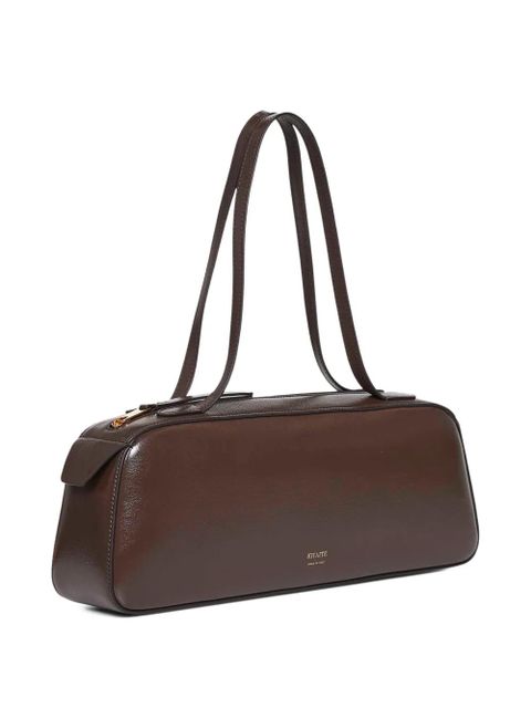 KHAITE Simona crackle patent elongated tote bag - Brown