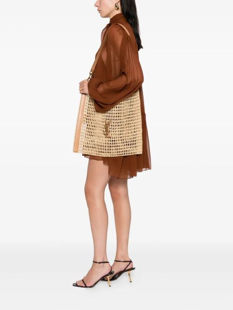 Saint Laurent Oxalis leather-trim woven tote bag - Neutrals