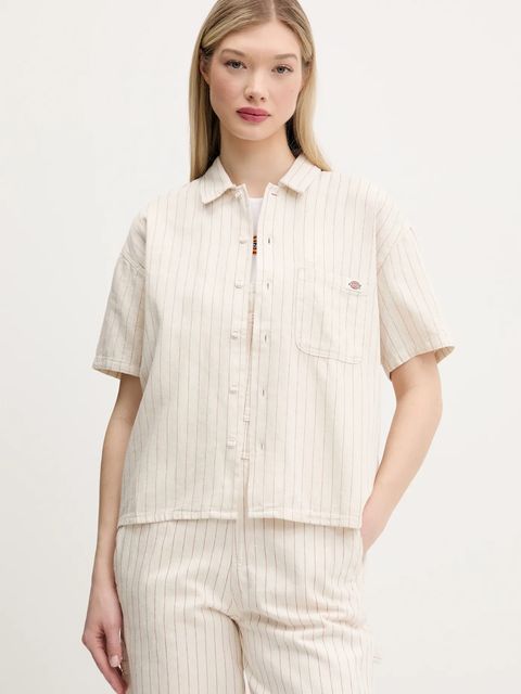 Dickies koszula bawełniana damska kolor beżowy relaxed z kołnierzykiem klasycznym DK0A4Z7UC481 - zdjęcie produktu nr 1