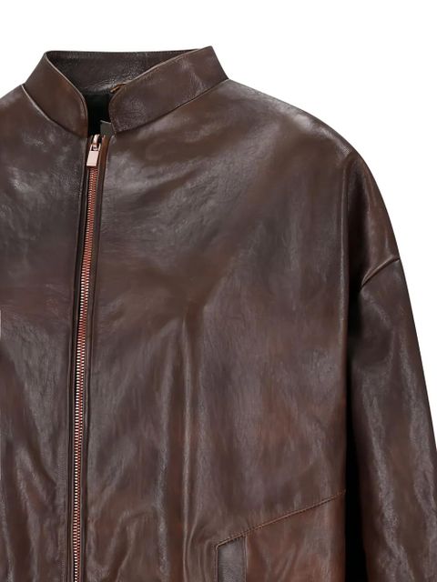 Magda Butrym leather zip-front bomber jacket - Brown - zdjęcie produktu nr 2