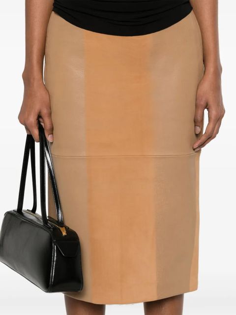 Christopher Esber scuffed-leather midi skirt - Neutrals