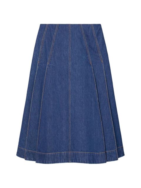 Tory Burch pleated denim midi skirt - Blue - zdjęcie produktu nr 1