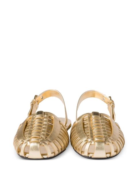 Miu Miu laminated nappa-leather fisherman sandals - Gold