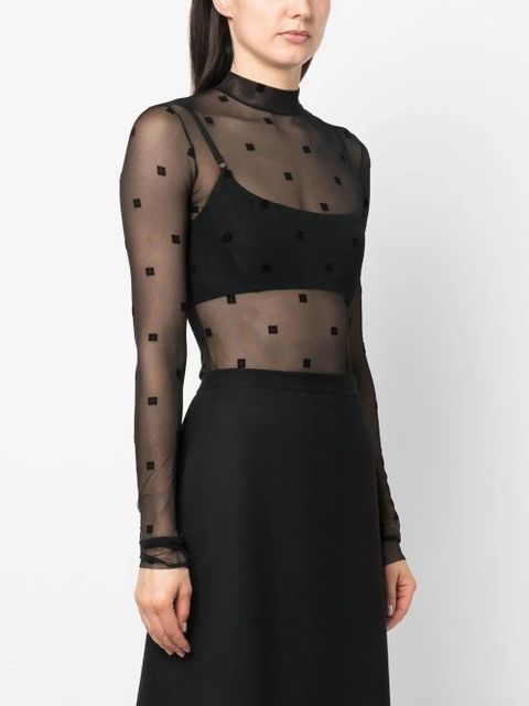 Givenchy logo-print mesh bodysuit - Black