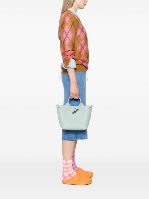 Longchamp small Le Roseau leather tote bag - Green