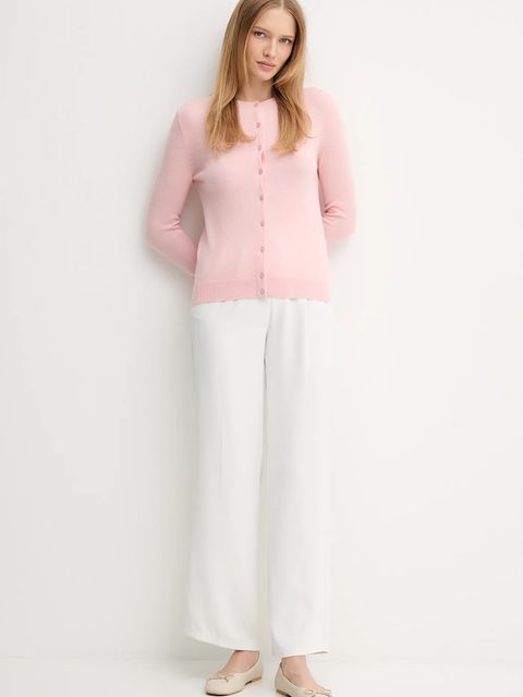 United Colors of Benetton kardigan wełniany kolor różowy lekki