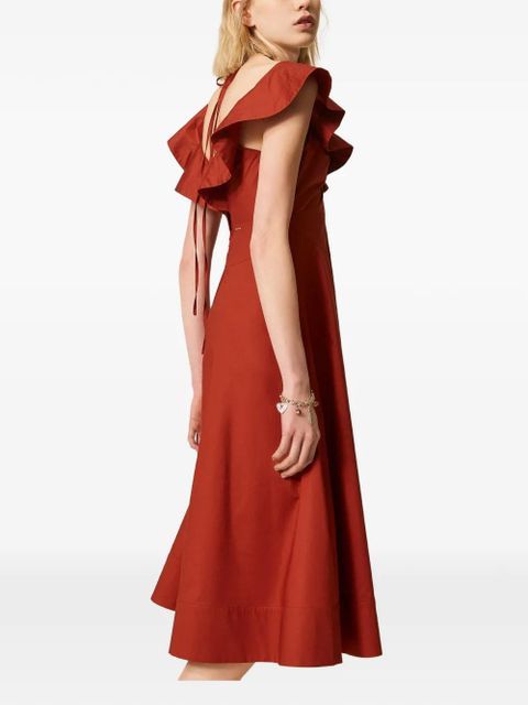 TWINSET ruffled midi dress - Brown