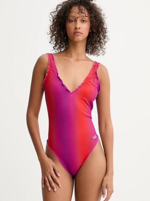 EA7 Emporio Armani jednoczęściowy strój kąpielowy kolor różowy miękka miseczka AF12212.7W000304