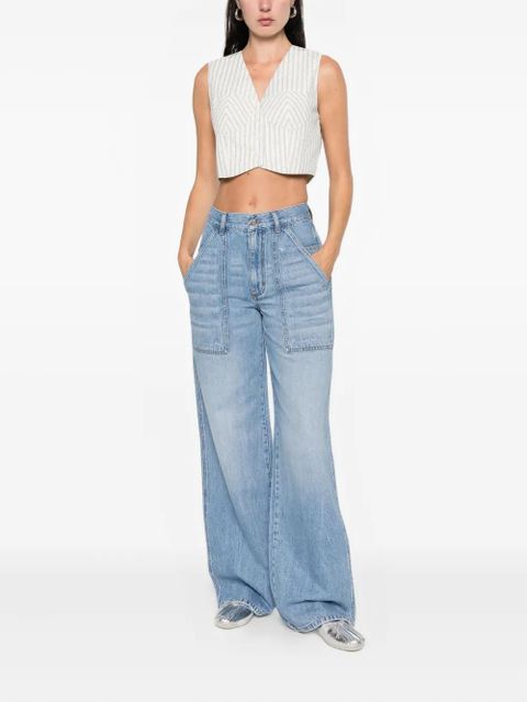 SANDRO striped rhinestone-embellished crop top - White