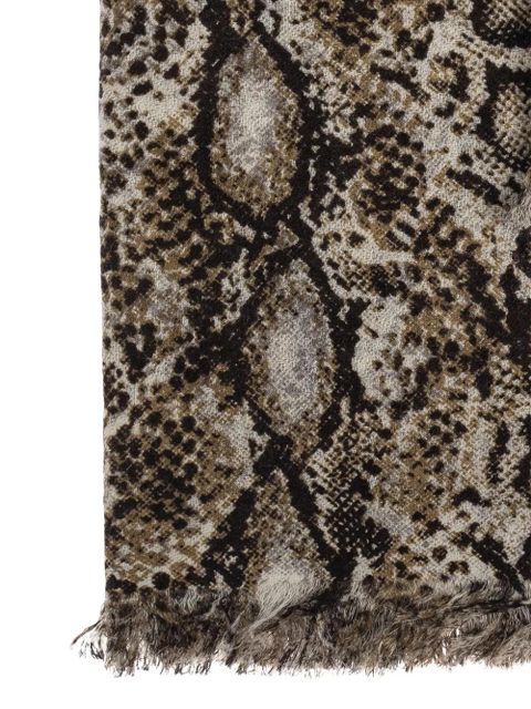 ISABEL MARANT snakeskin-print fringed scarf - Black