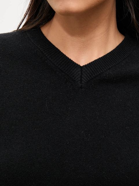 Answear.LAB sweter z wełny merino z apaszką damski kolor czarny lekki