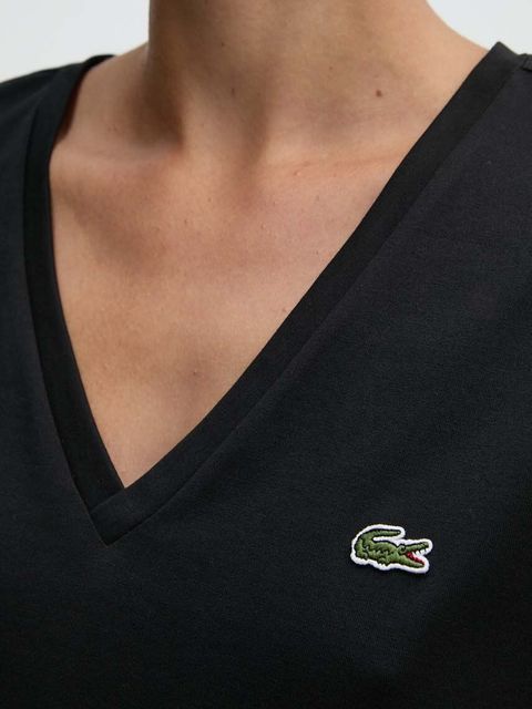 Lacoste t-shirt bawełniany damski kolor czarny