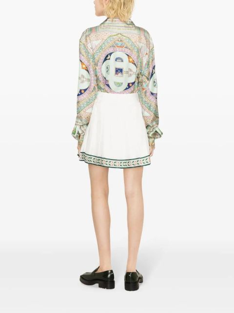 Casablanca Laurel pleated silk miniskirt - White