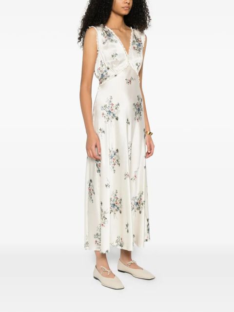 DÔEN V-neck floral print midi dress - Neutrals - zdjęcie produktu nr 2