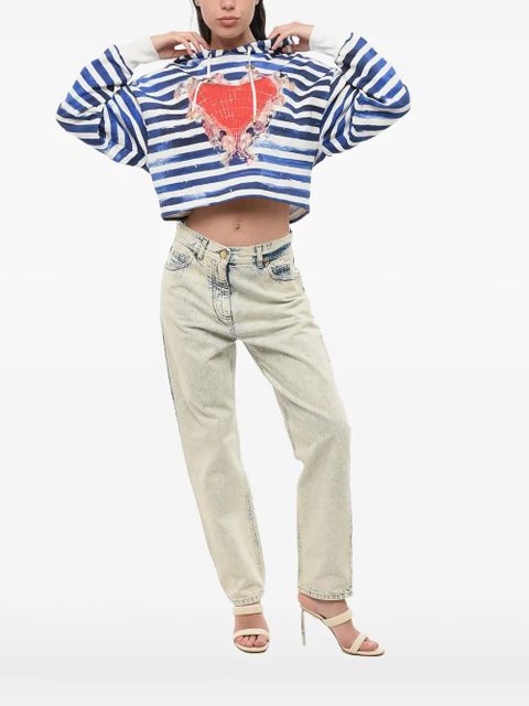 Balmain heart-print striped hoodie - Blue - zdjęcie produktu nr 2