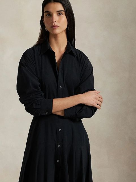 Polo Ralph Lauren sukienka bawełniana kolor czarny maxi rozkloszowana 211972042