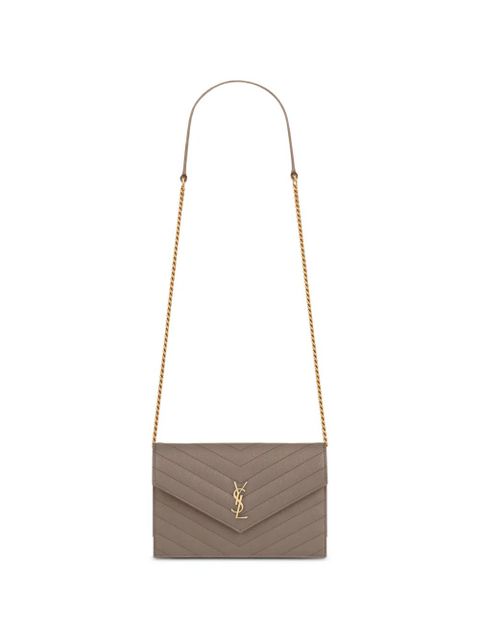 Saint Laurent Cassandre chevron logo-plaque cross body bag - Brown - zdjęcie produktu nr 1