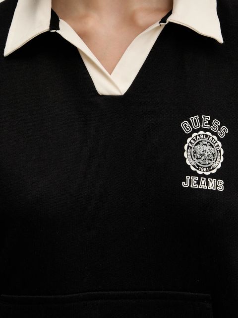 Guess Jeans bluza bawełniana damska kolor czarny z nadrukiem W5YQ16 K68I4