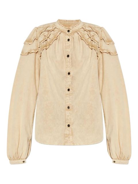 MARANT ÉTOILE ruffled cotton shirt - Neutrals - zdjęcie produktu nr 1