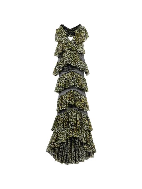 Blumarine ruffled animal-print maxi dress - Green - zdjęcie produktu nr 1