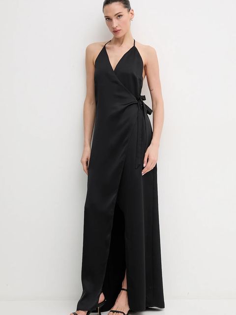 Sandro Ferrone sukienka kolor czarny maxi rozkloszowana S18XBERUDRA